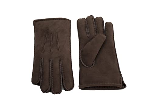 Reissner Lammfelle warme Merino Lammfell Finger Handschuhe für Damen und Herren HDS-FINGER1-M-BRA braun M (Handumfang 19cm)