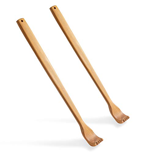 2 Stück Holz Rückenkratzer, Kratzhand Rückenkratzer, für Sofortige Linderung von Juckreiz Körper Entspannung, Back Scratcher with Long Handle (Holzfarbe)