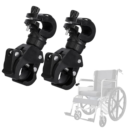 Worown 2 Stück Mehrzweck-Krückenhalter, Gehstockhalter, Rollstuhlstockhalter für Rollstühle feste Taschenlampen, Regenschirme, universelles Krückenhalter