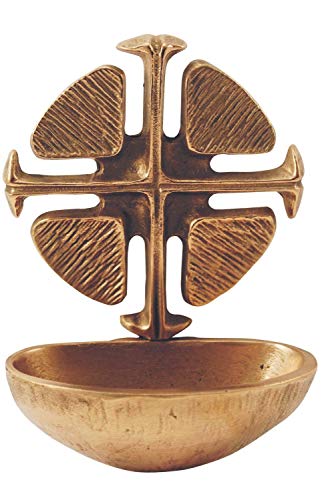 Motivationsgeschenke Weihwasserkessel Kreuz Bronze 11 cm Weihwasserbecken für Zuhause