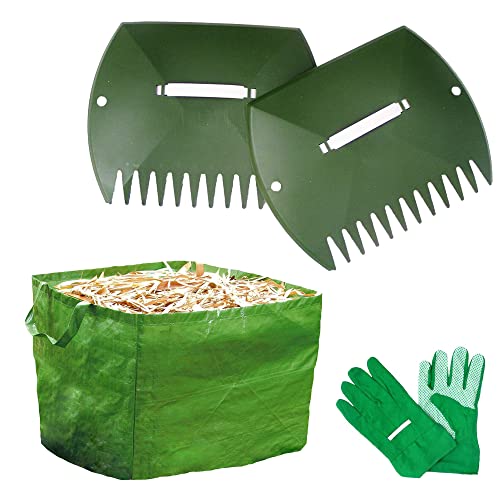 FARMERS FUN Garten Set - Gartenabfallsack mit großen Laubgreifern und Gartenhandschuhe