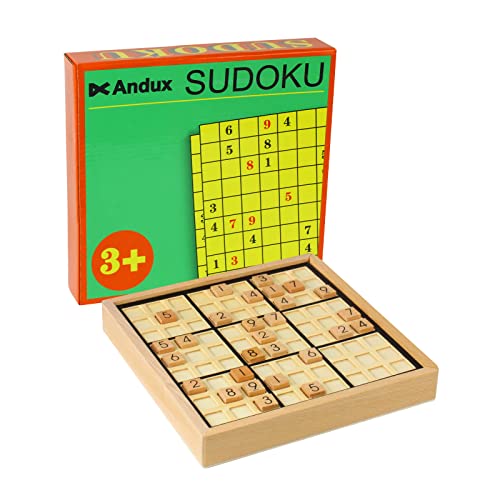 Andux Holz Sudoku Brett Spiele Mit Schublade SD-02 (Schwarz)